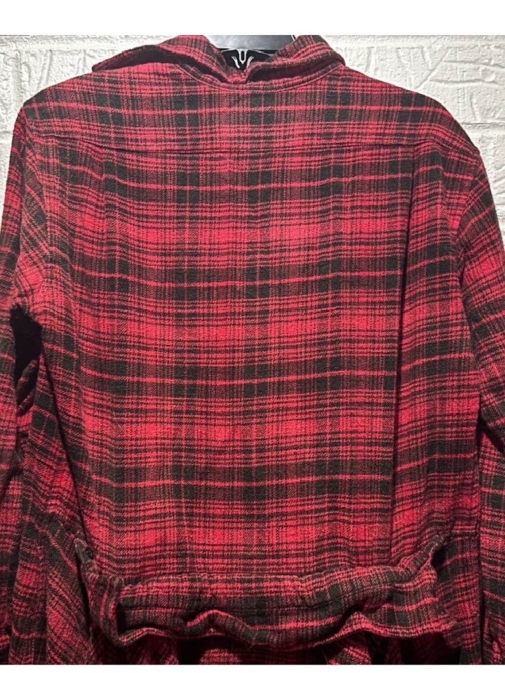 R13 Tie Waist Midi Shirt Dress - Red/Black Plaid Size XS - Picture 7 of 12